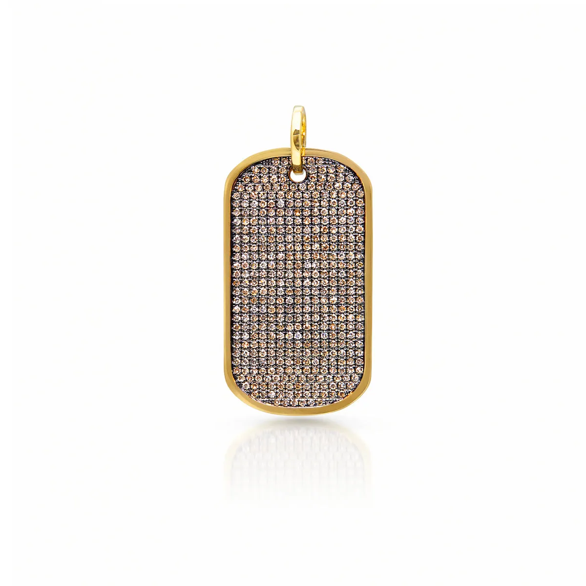 14KT Yellow Gold Champagne Diamond Luxe Nicolai Dog Tag Charm