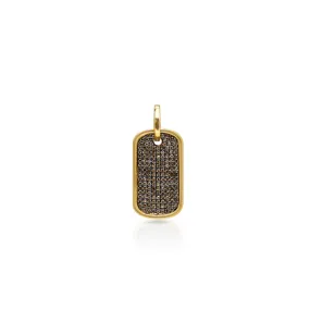 14KT Yellow Gold Champagne Diamond Nicolai Dog Tag Charm