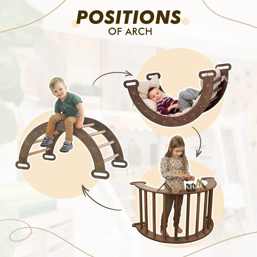 3in1 Montessori PlaySet for Toddlers: Arch   Slide   Cushion | Chocolate