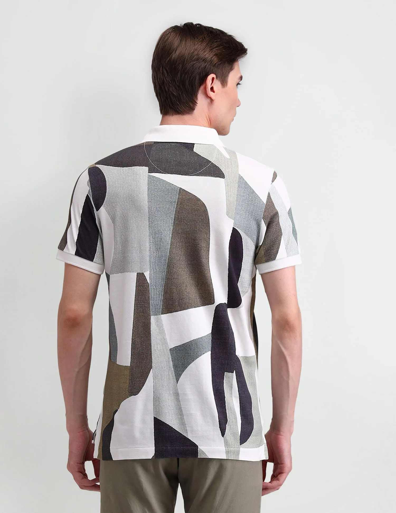 Abstract Printed Slim Fit Polo Shirt