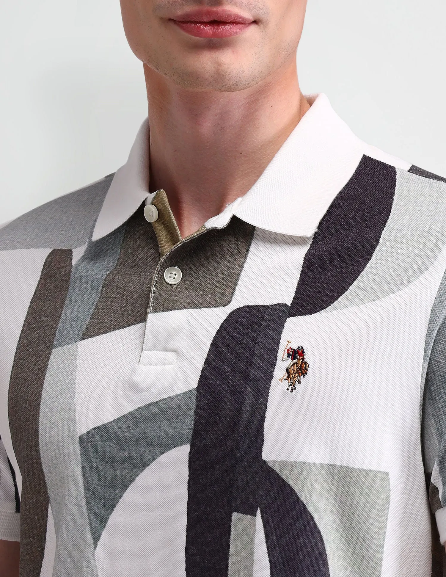 Abstract Printed Slim Fit Polo Shirt