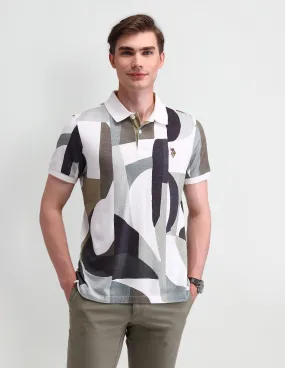 Abstract Printed Slim Fit Polo Shirt