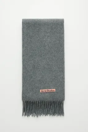 Acne Studios Fringe Wool Scarf Narrow Grey Melange