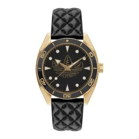 Adidas Black Dial And Leather Strap Unisex Watch AOFH23001