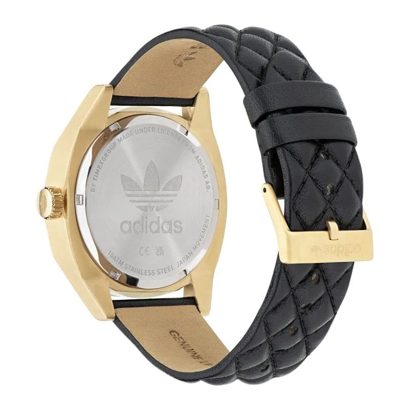 Adidas Black Dial And Leather Strap Unisex Watch AOFH23001