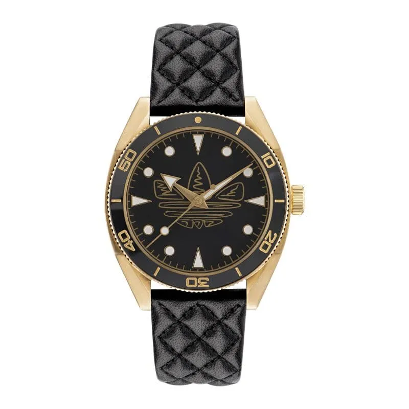 Adidas Black Dial And Leather Strap Unisex Watch AOFH23001