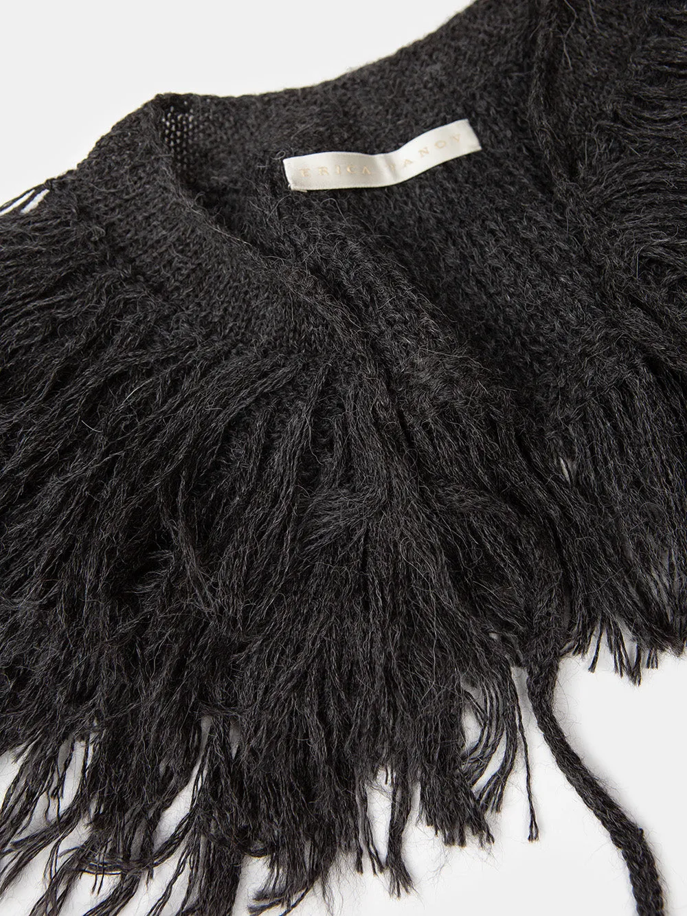 Alpaca Fringe Collar Charcoal