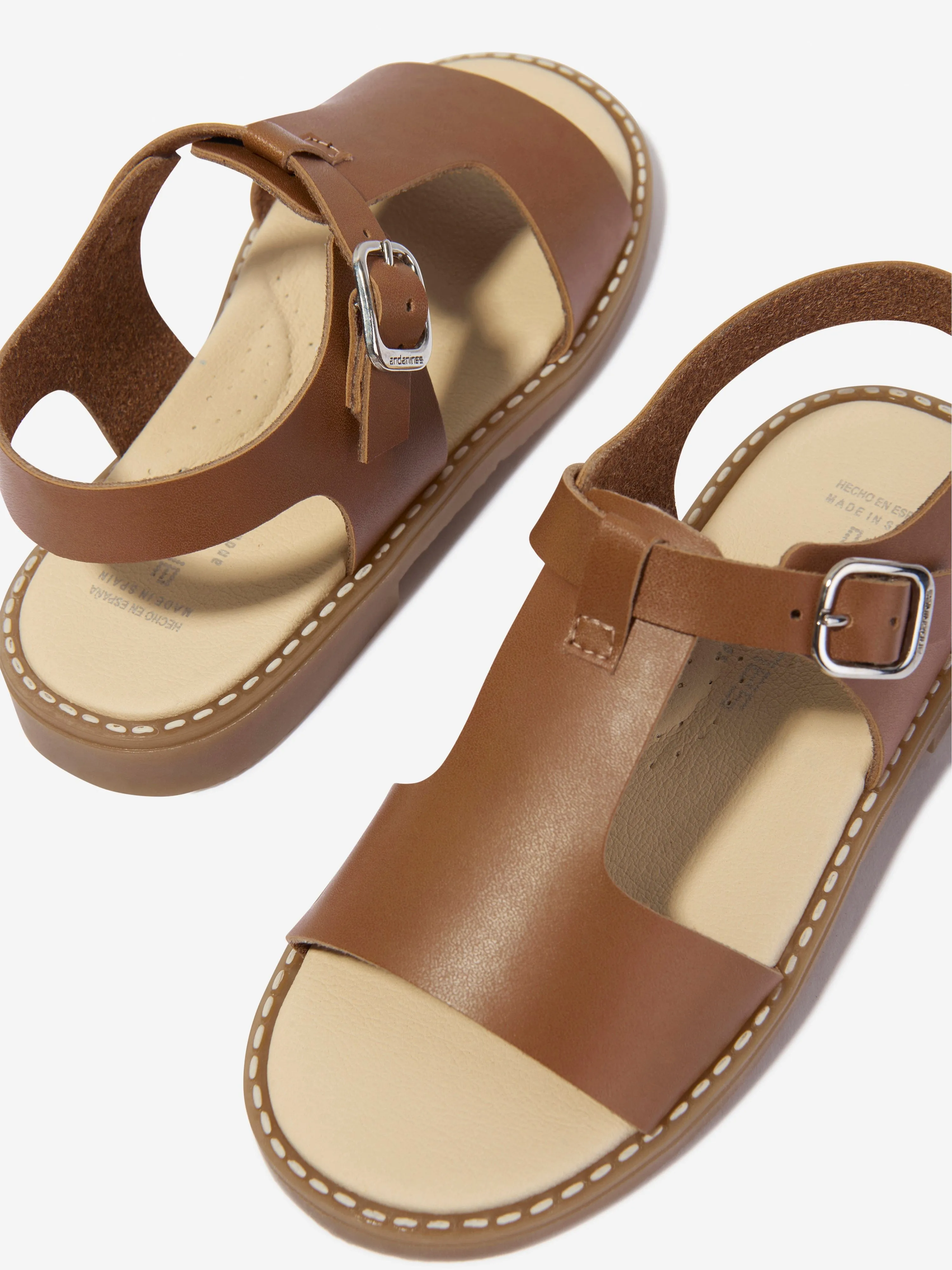 Andanines Kids Buckle Strap Sandals in Camel