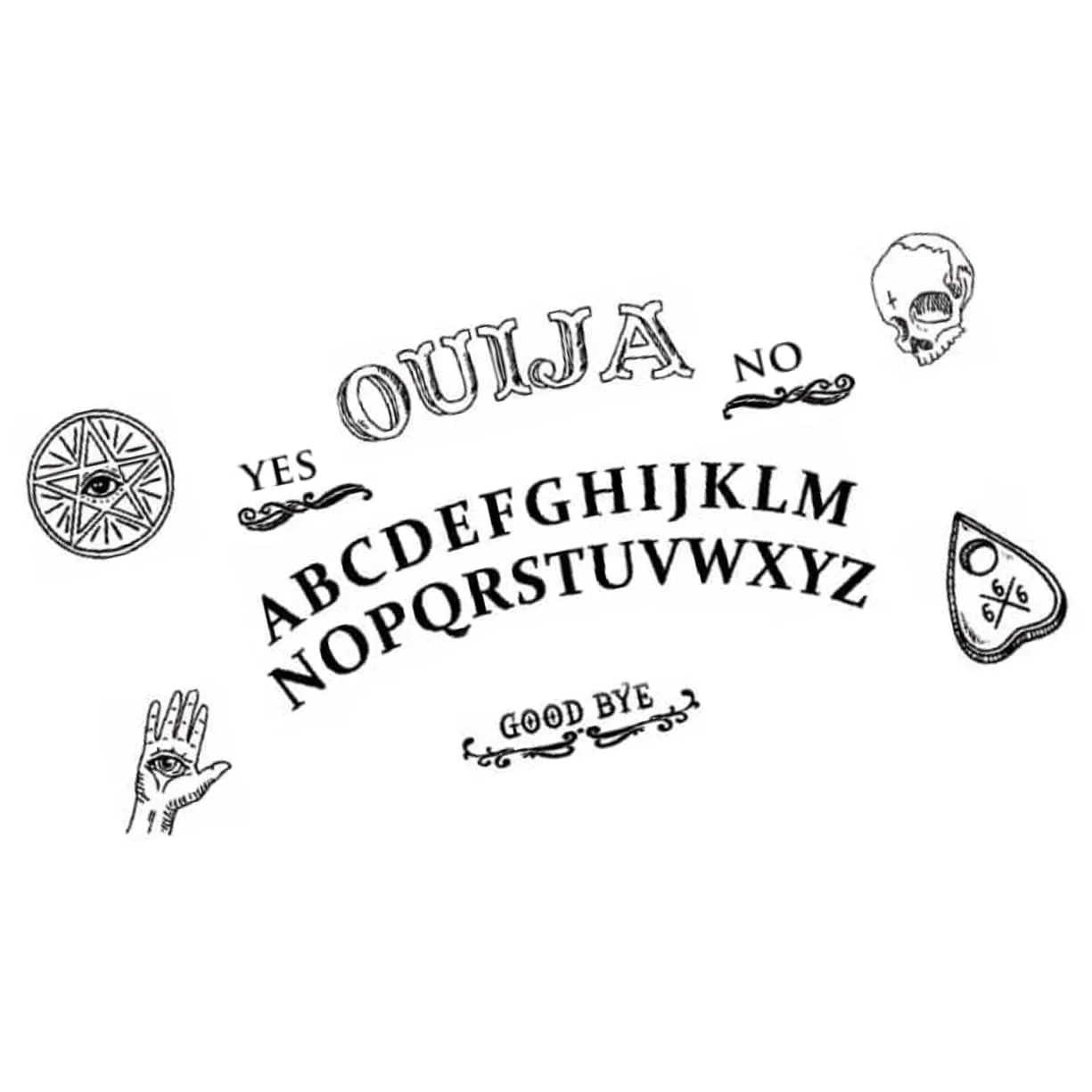 Annabell's Curse Ouija Board Black Large TemporaryTattooPack