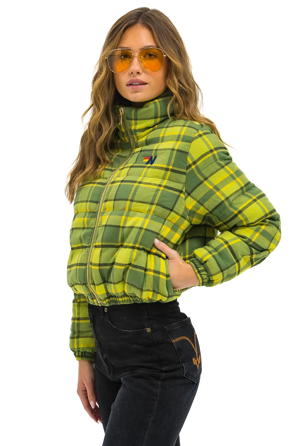 APRES PLAID PUFFER JACKET - AVOCADO PLAID