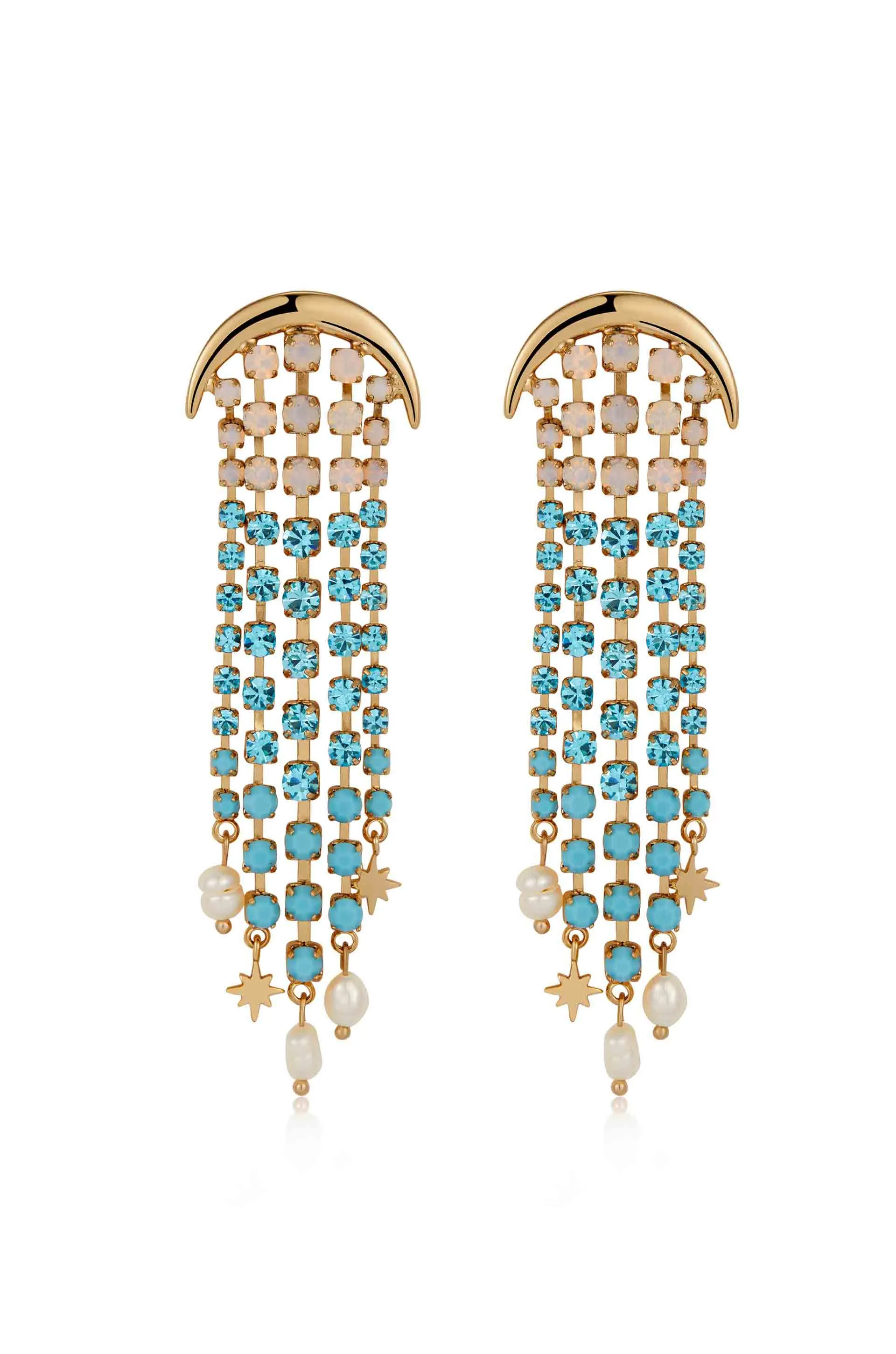 Aqua Galaxy Fringe Earrings