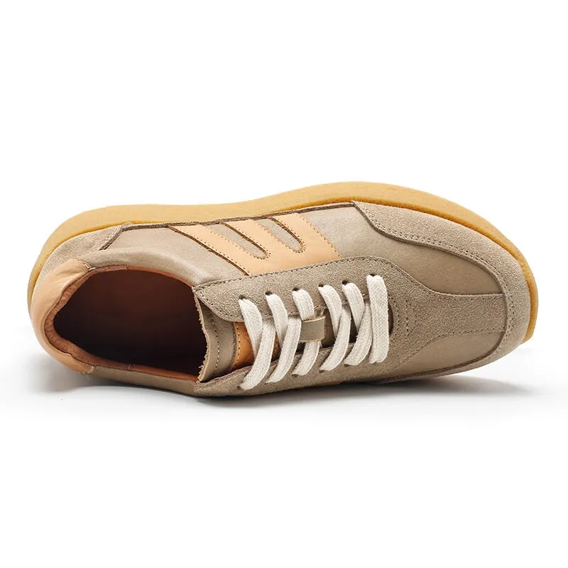 Army Trainer Leather Low-top Sneakers for Women Color Blocking with Stripes  in 3 Colors