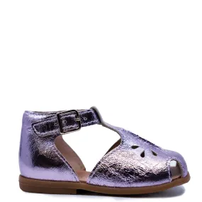 Beberlis Lavender Metallic Perforated Closed Toe Baby Sandal