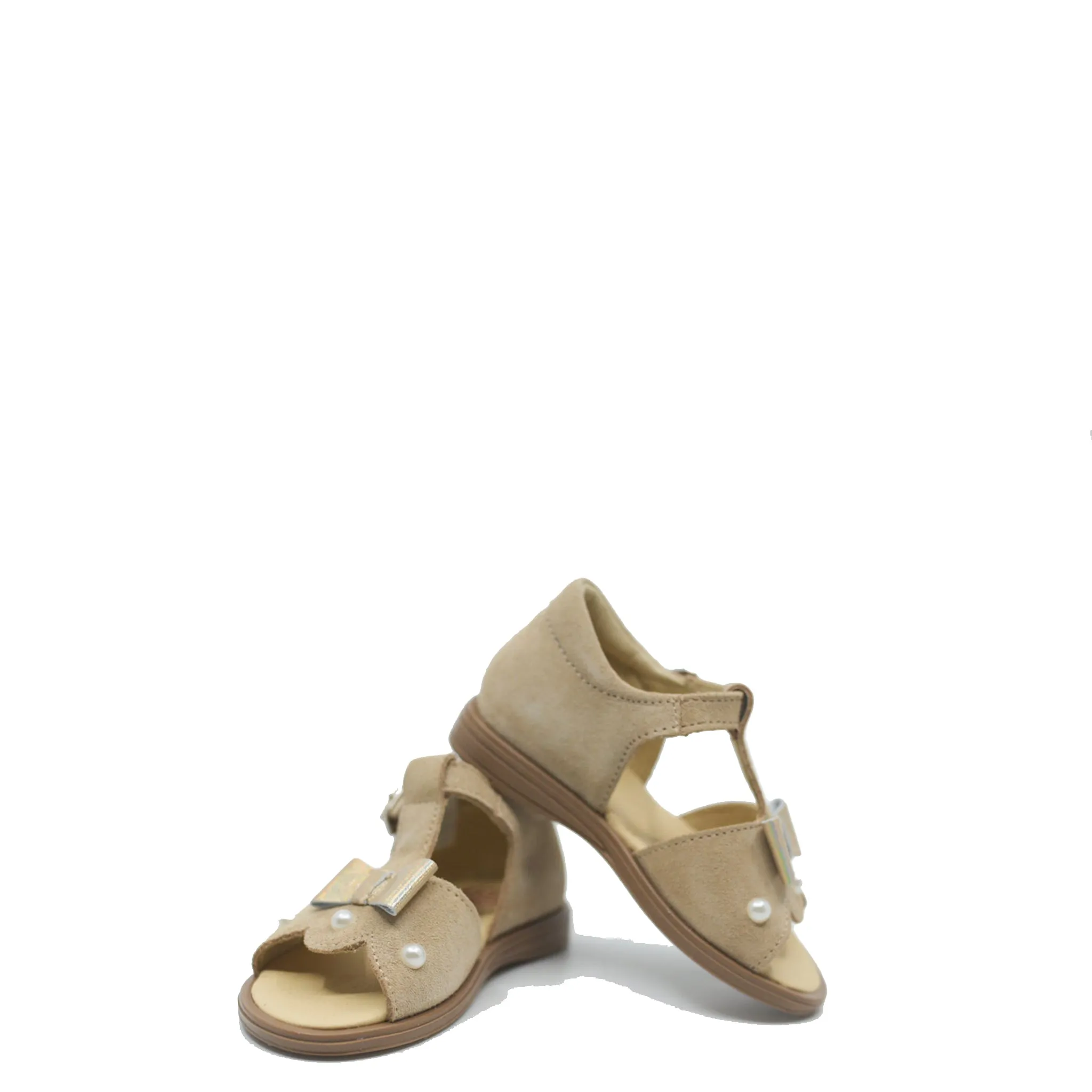 Blublonc Beige Bow Baby Sandal