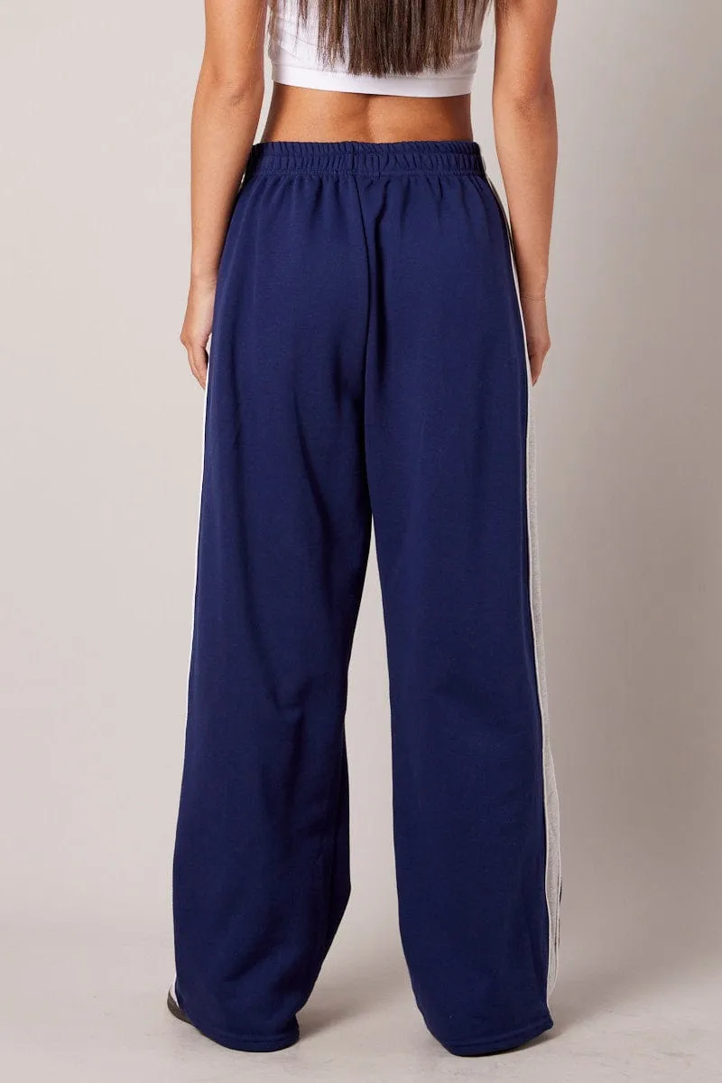 Blue Track Pants Wide Leg Pants