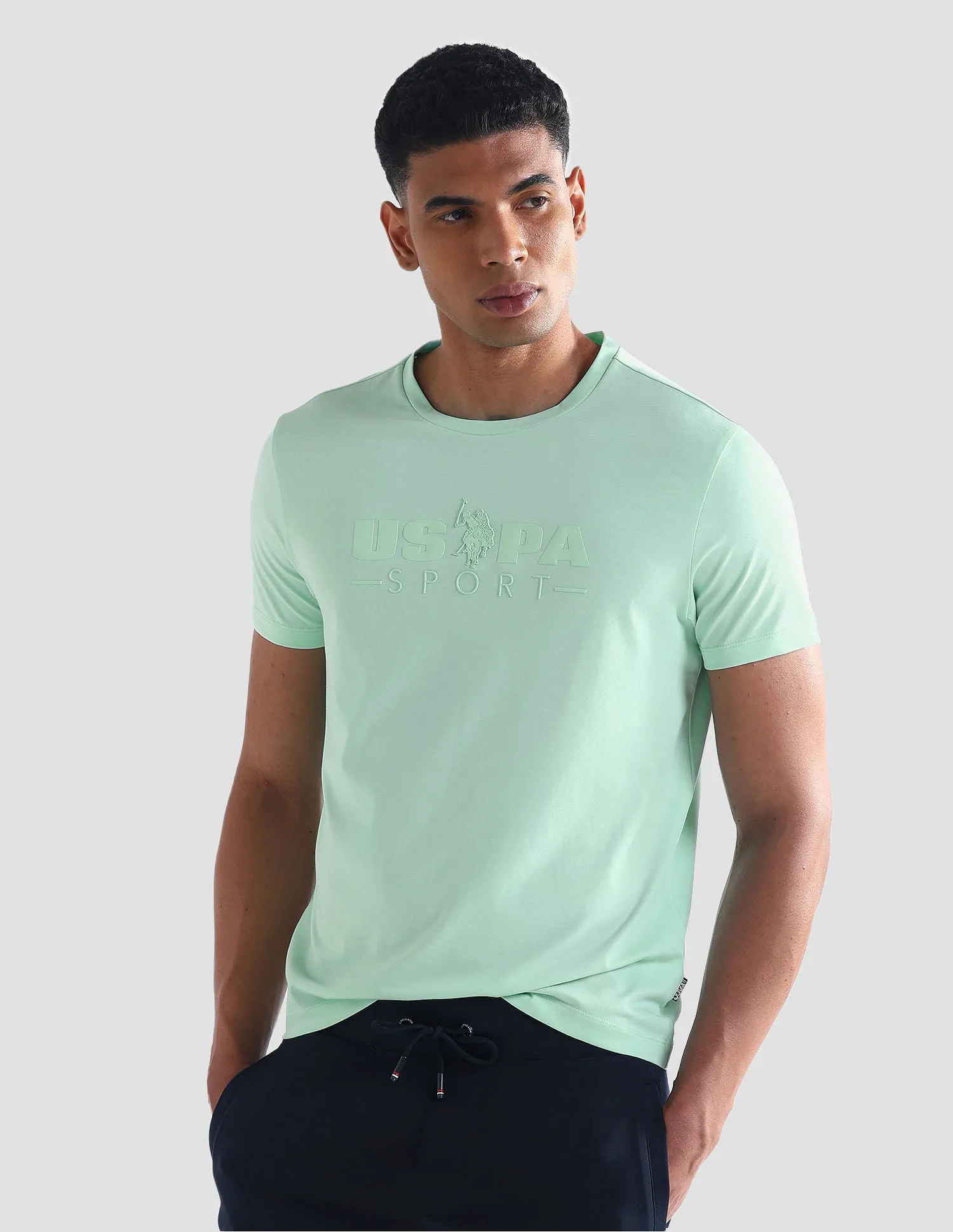 Brand Print Cotton Blend T-Shirt