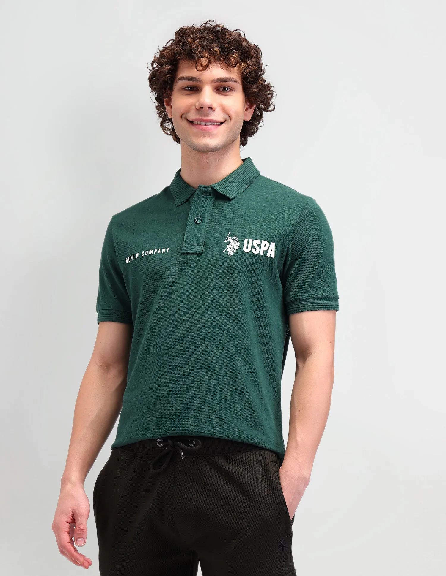 Brand Printed Muscle Fit Polo Shirt