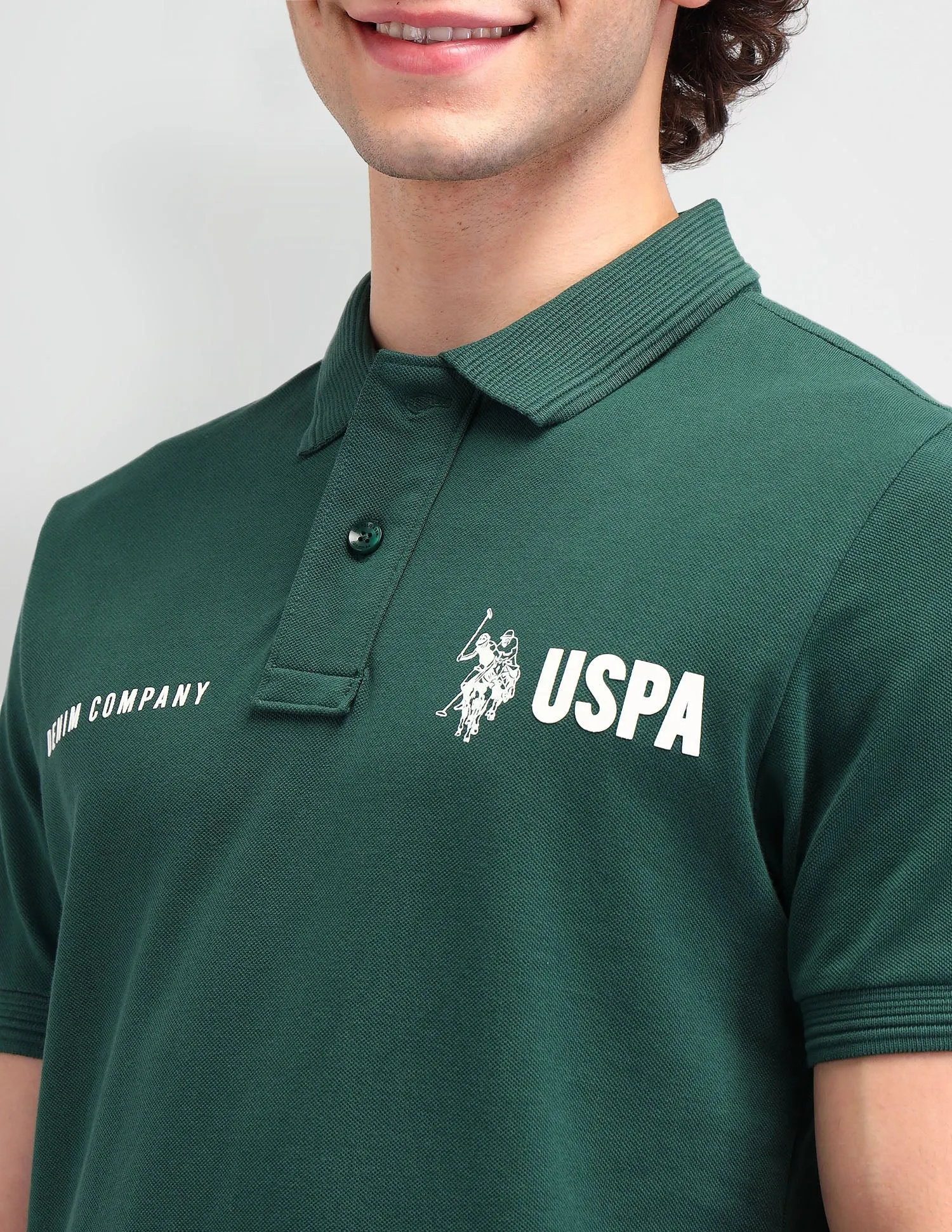 Brand Printed Muscle Fit Polo Shirt