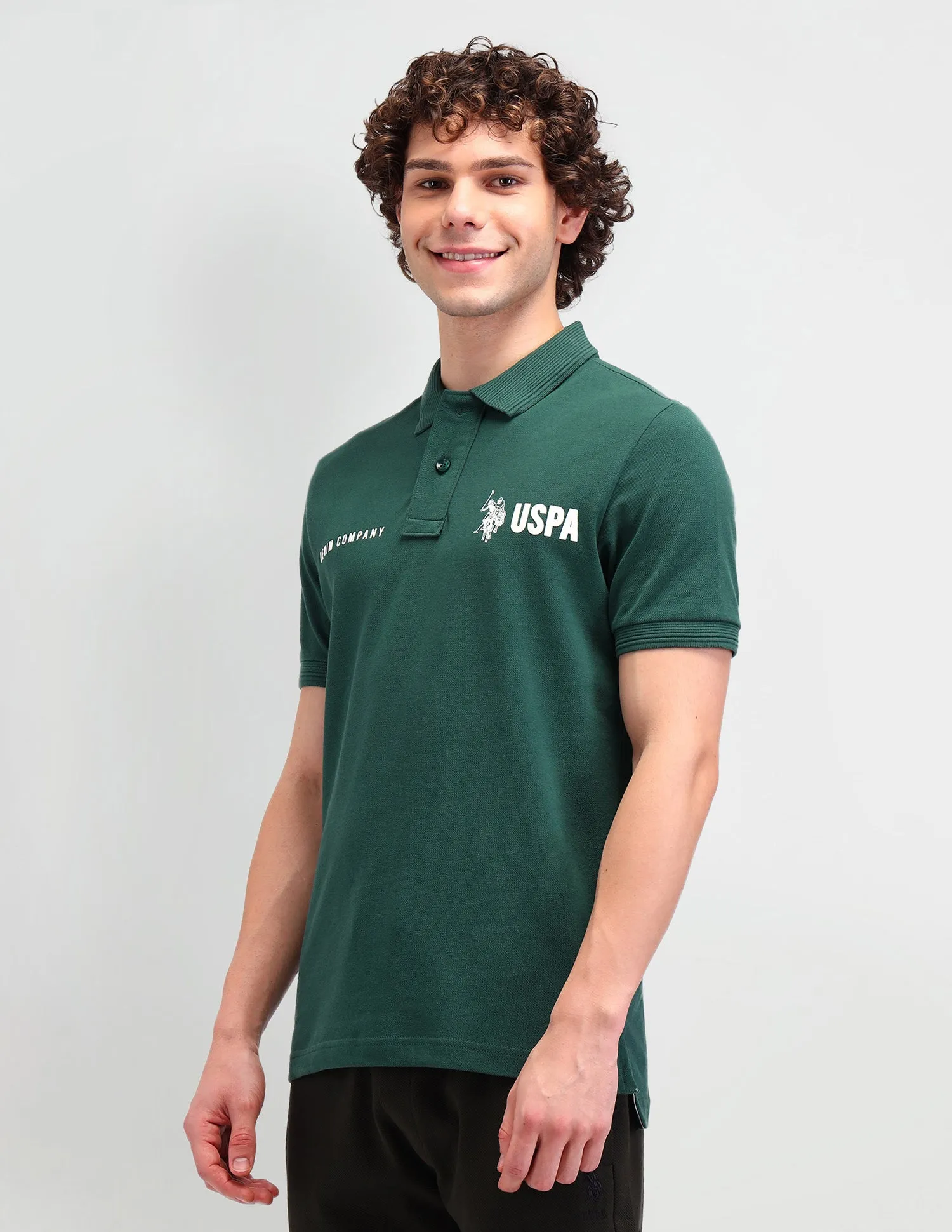 Brand Printed Muscle Fit Polo Shirt