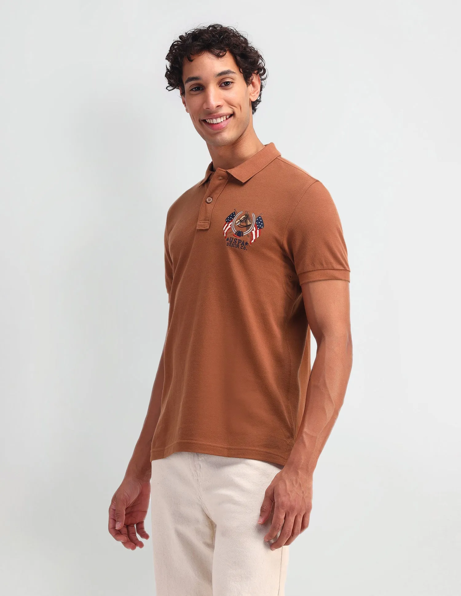 Brand Printed Pattern Muscle Fit Polo Shirt