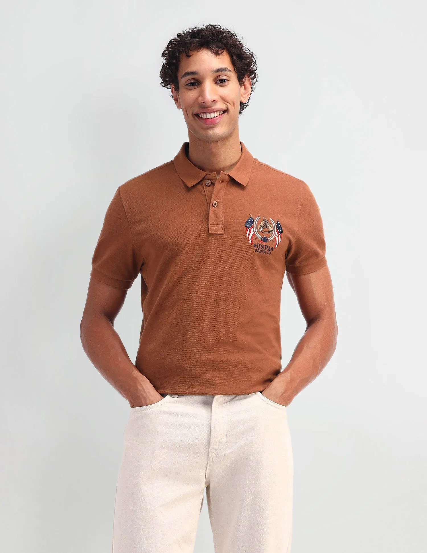 Brand Printed Pattern Muscle Fit Polo Shirt