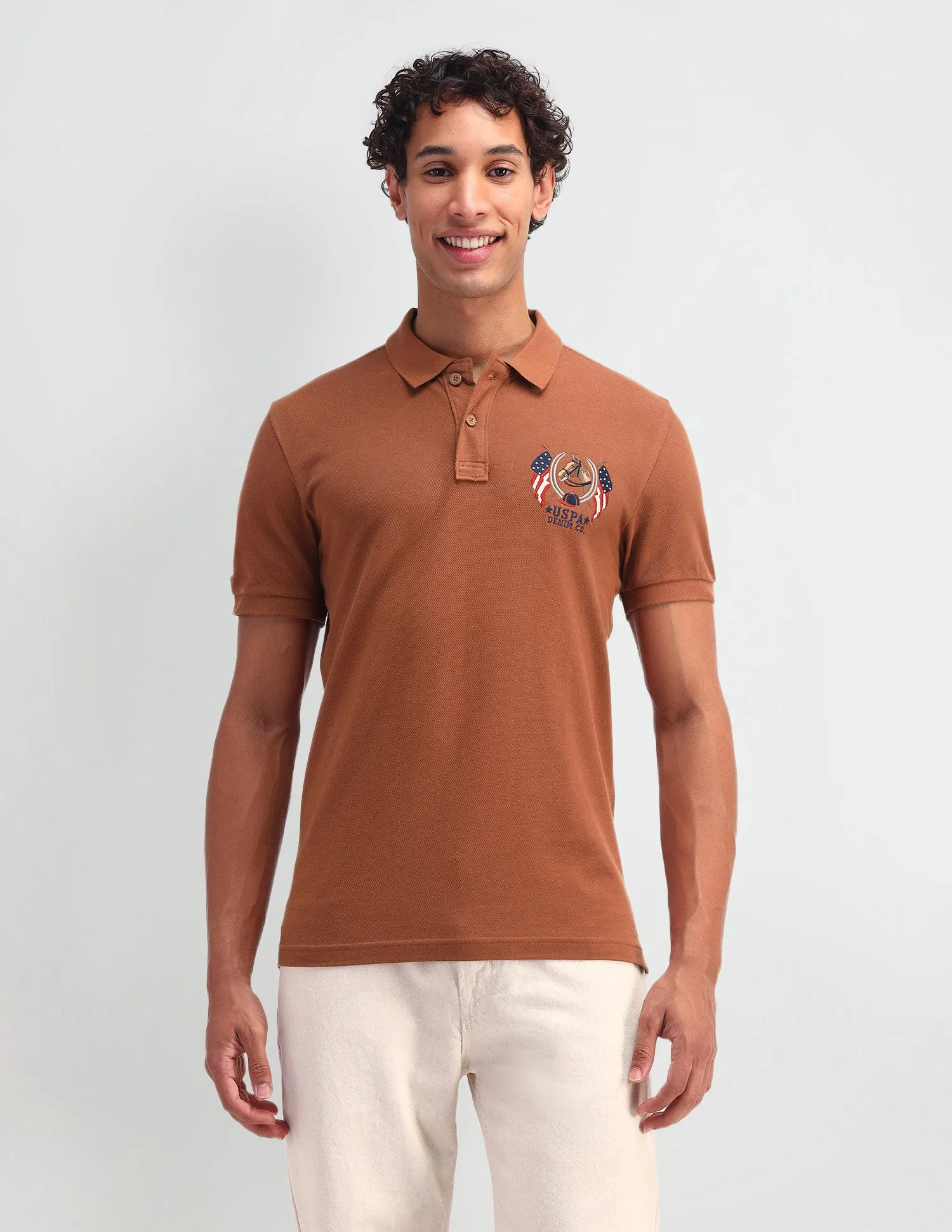 Brand Printed Pattern Muscle Fit Polo Shirt