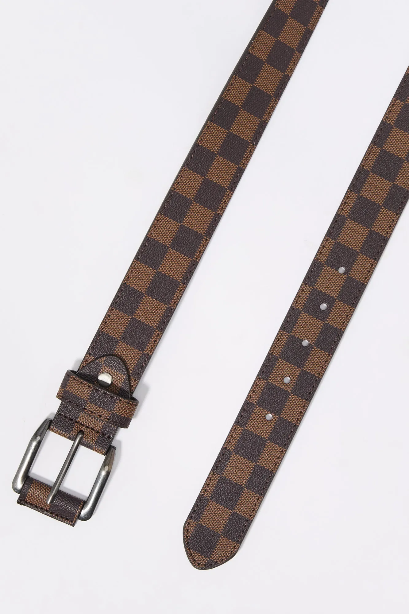 Brown Checkered Buckle Belt