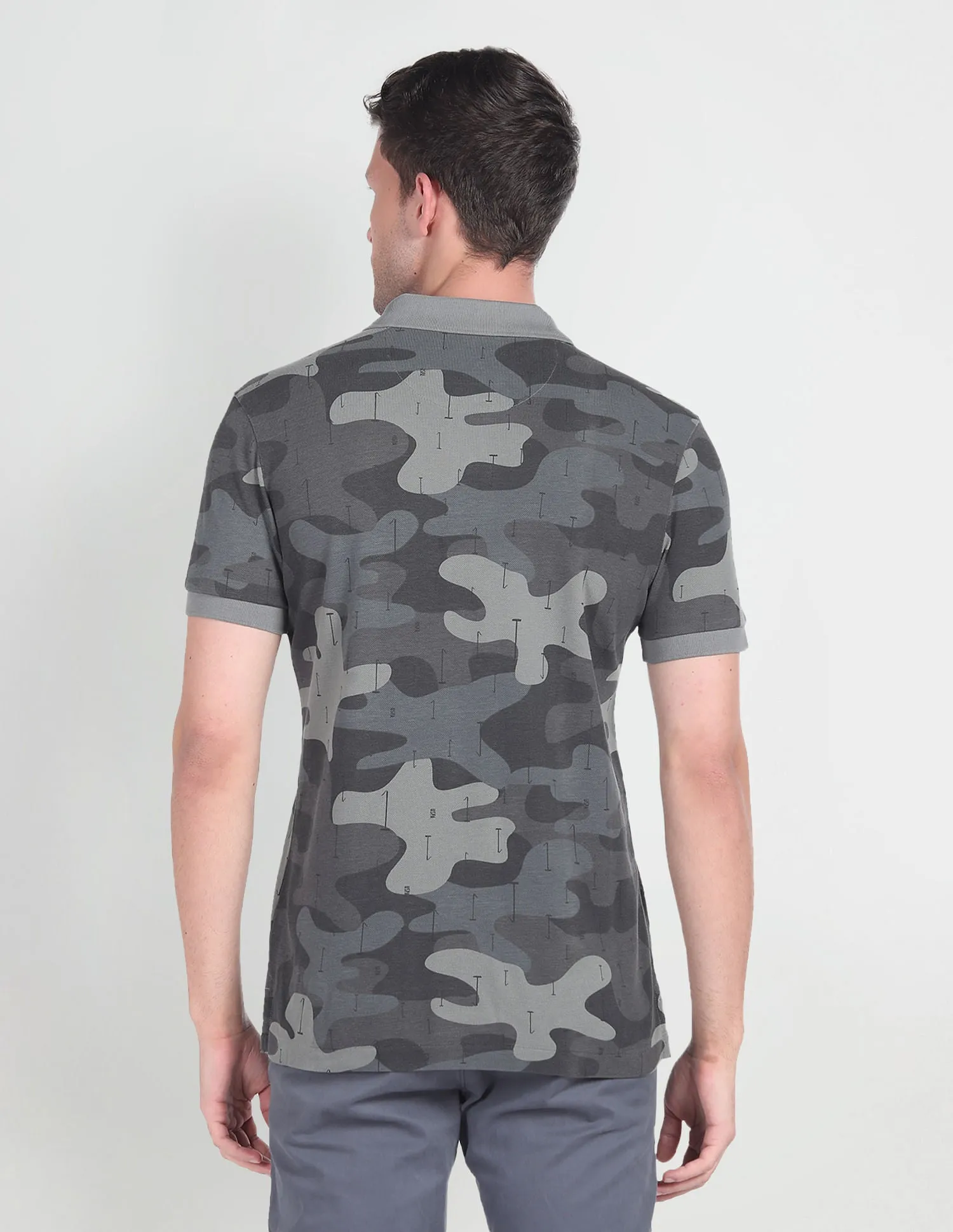 Camouflage Print Cotton Polo Shirt