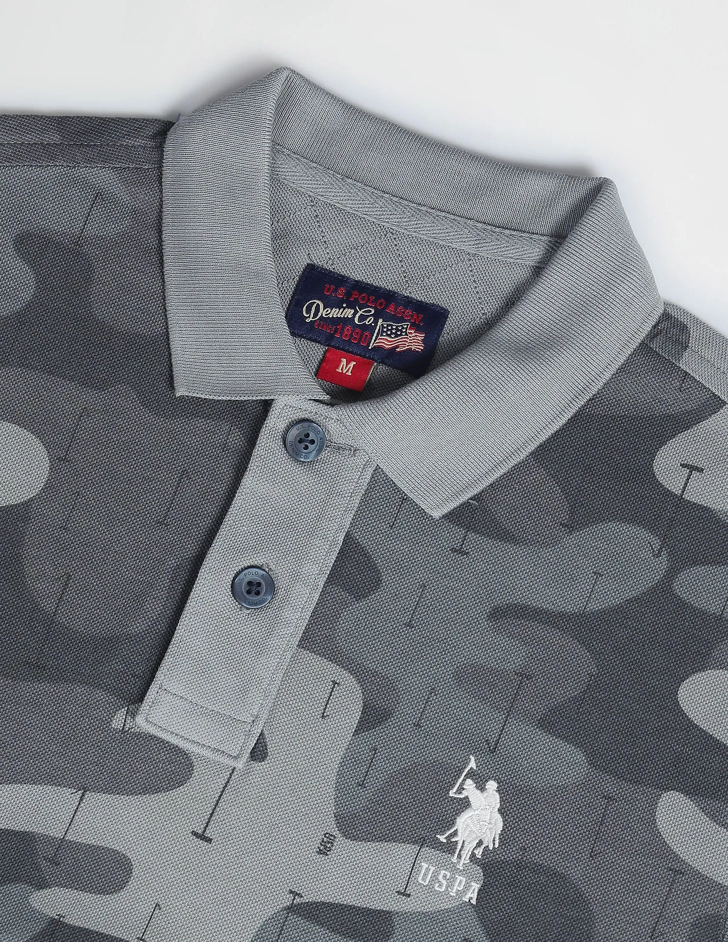 Camouflage Print Cotton Polo Shirt