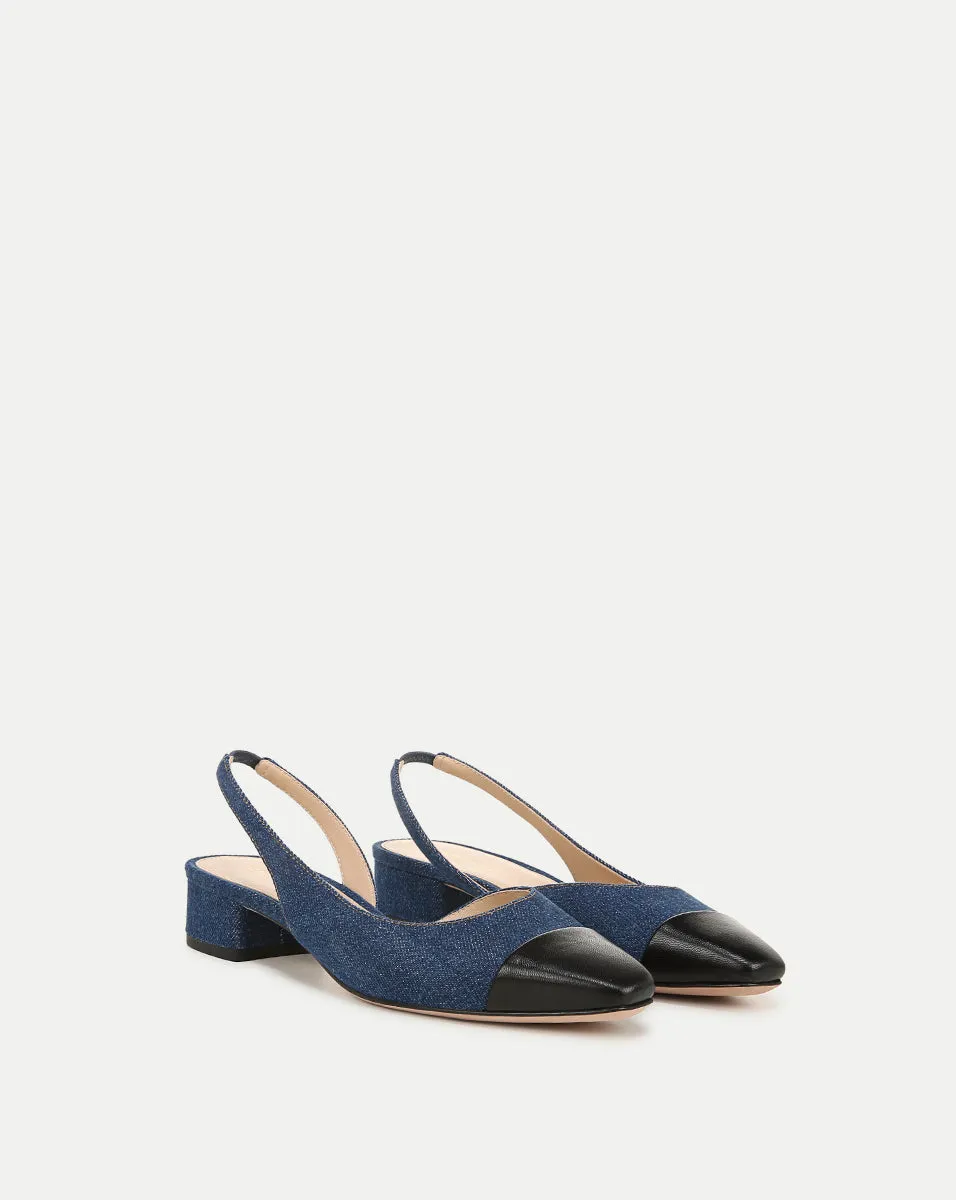 Cecile Denim Cap-Toe Slingback