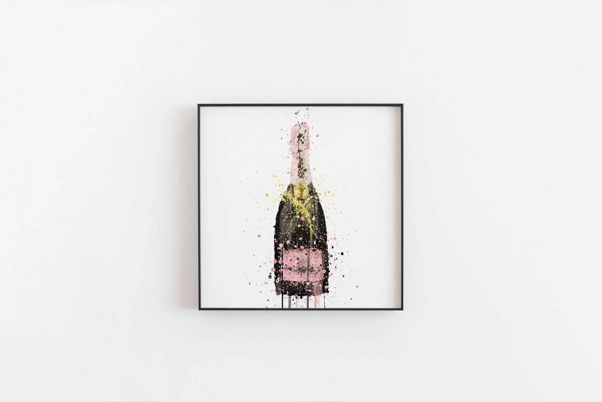 Champagne Bottle Wall Art Print 'Pink'