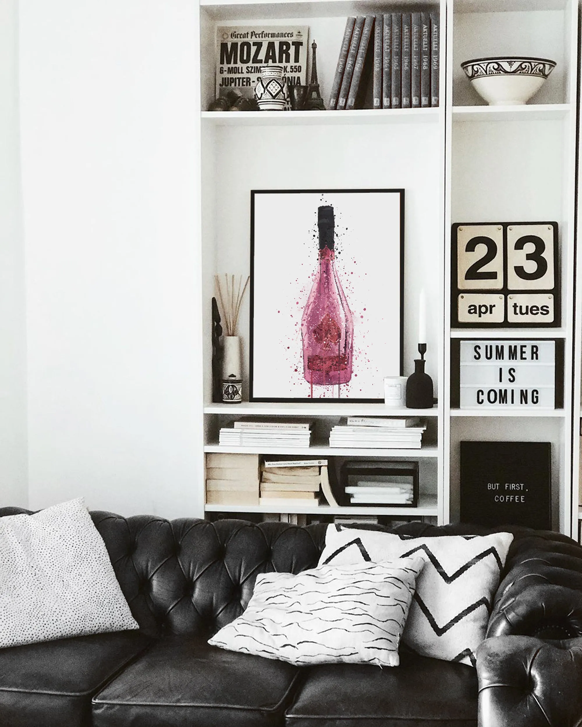 Champagne Bottle Wall Art Print 'Quartz'