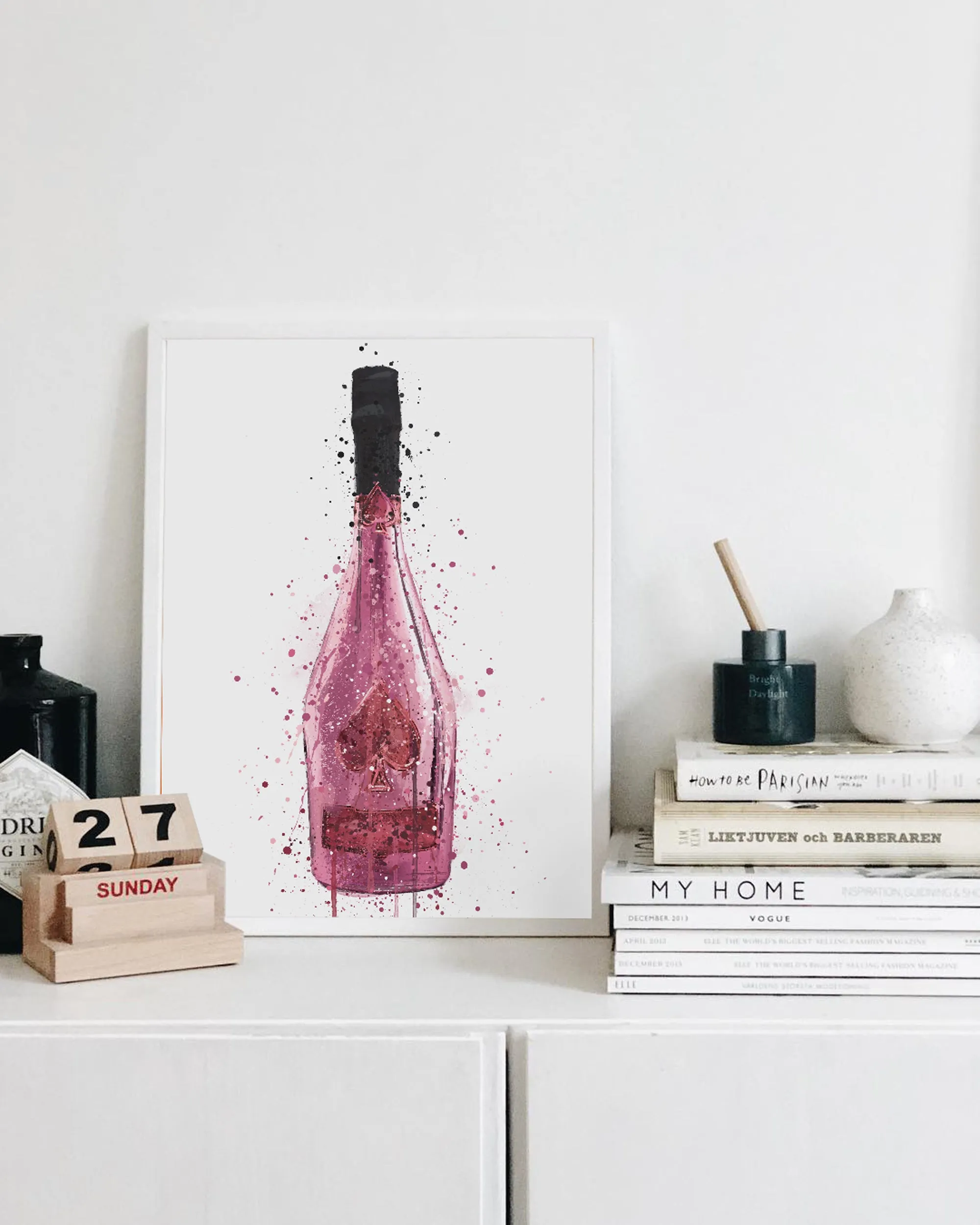 Champagne Bottle Wall Art Print 'Quartz'