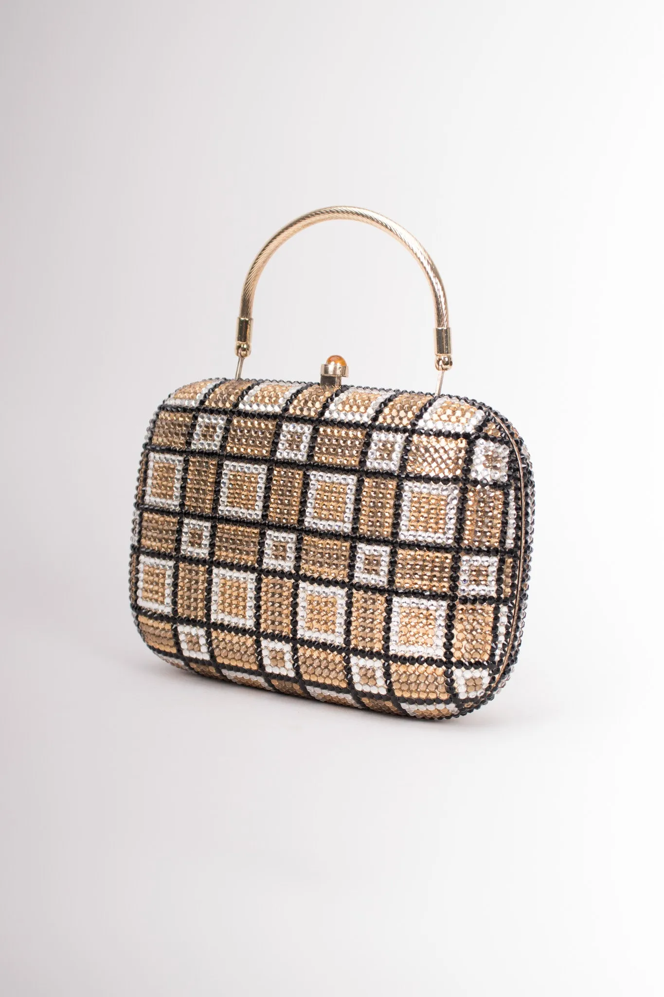 Checkered Rhinestone Clutch