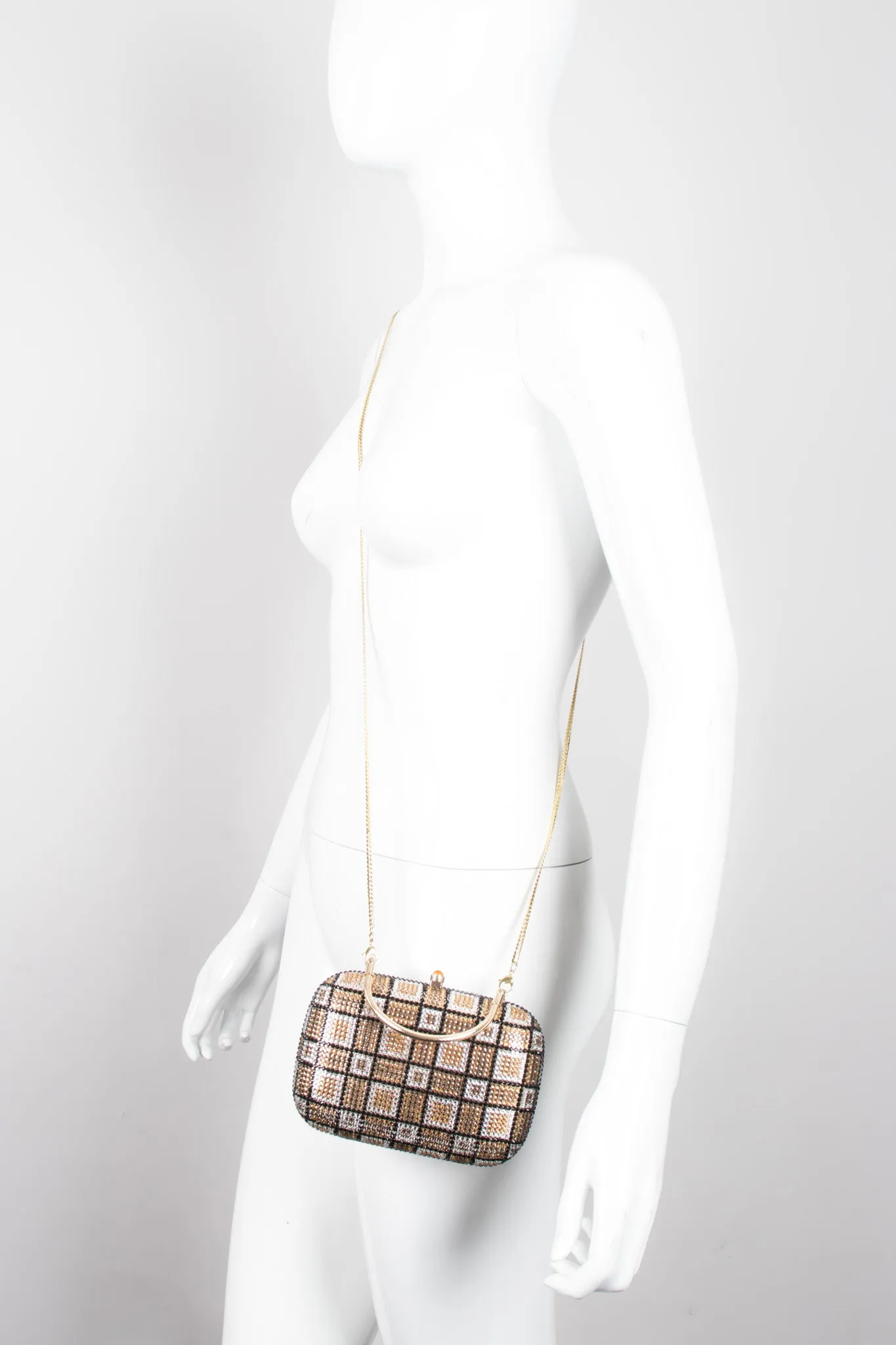 Checkered Rhinestone Clutch