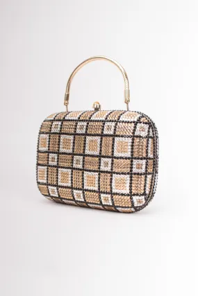 Checkered Rhinestone Clutch