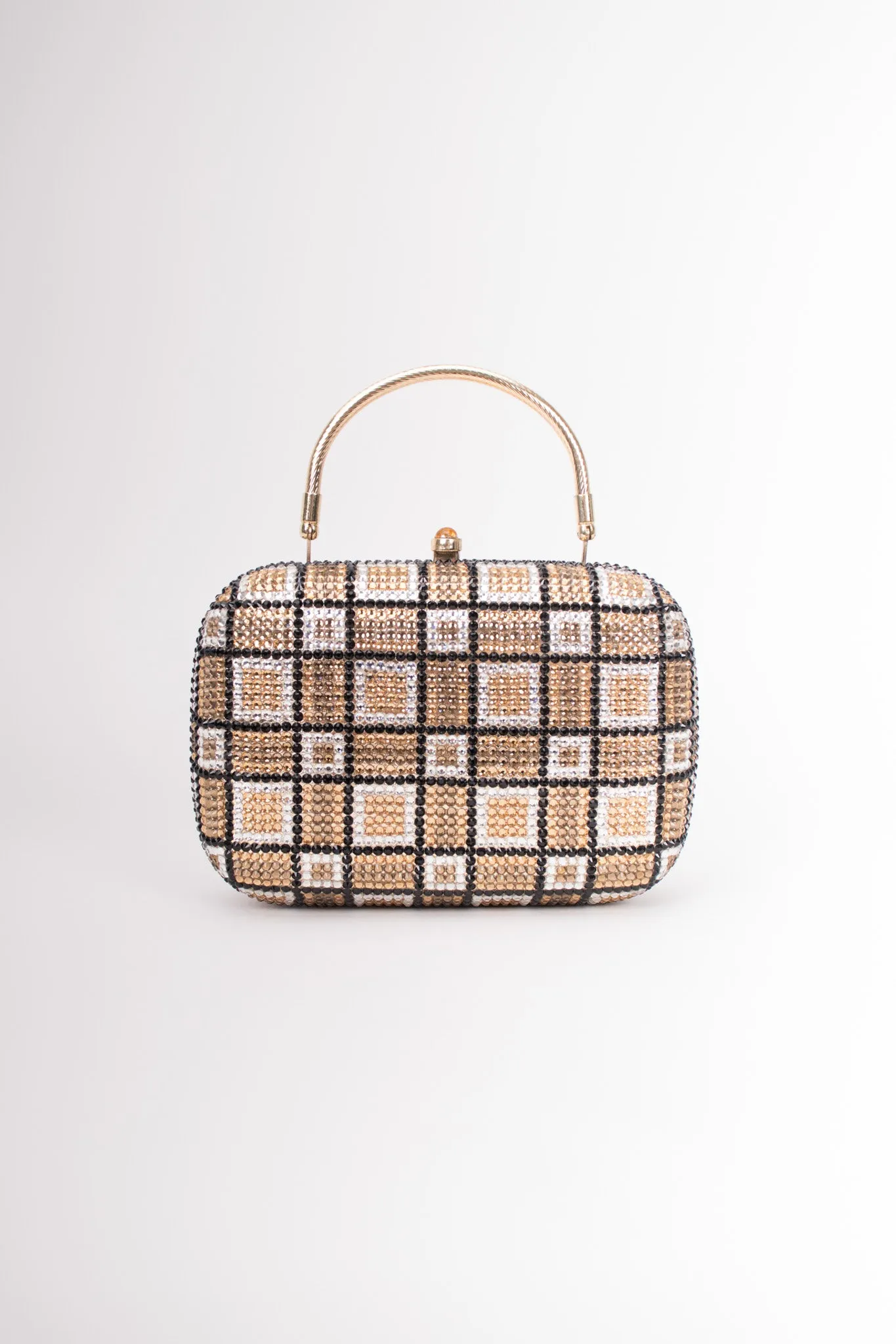 Checkered Rhinestone Clutch