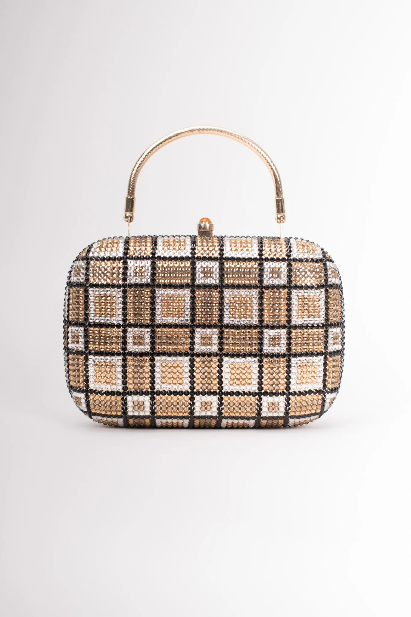 Checkered Rhinestone Clutch