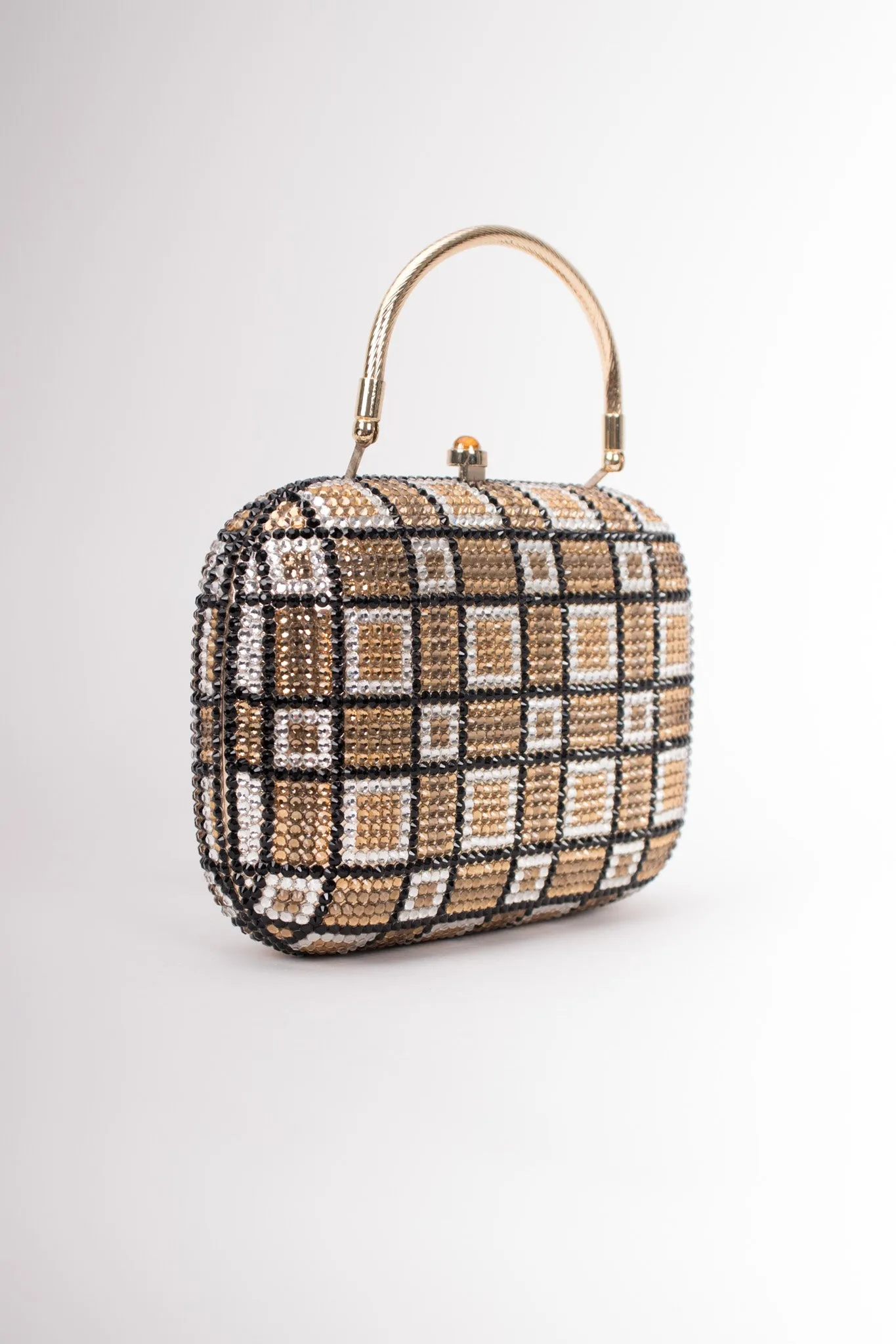 Checkered Rhinestone Clutch