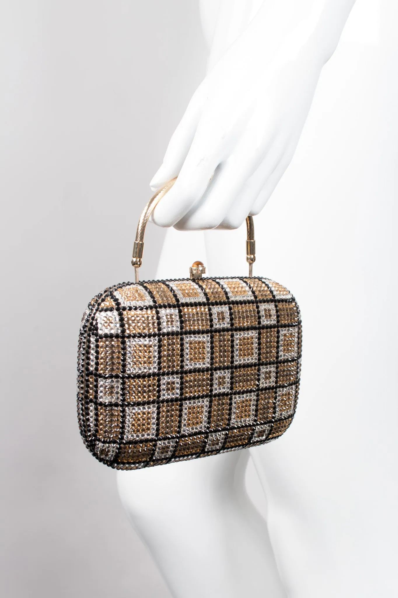 Checkered Rhinestone Clutch