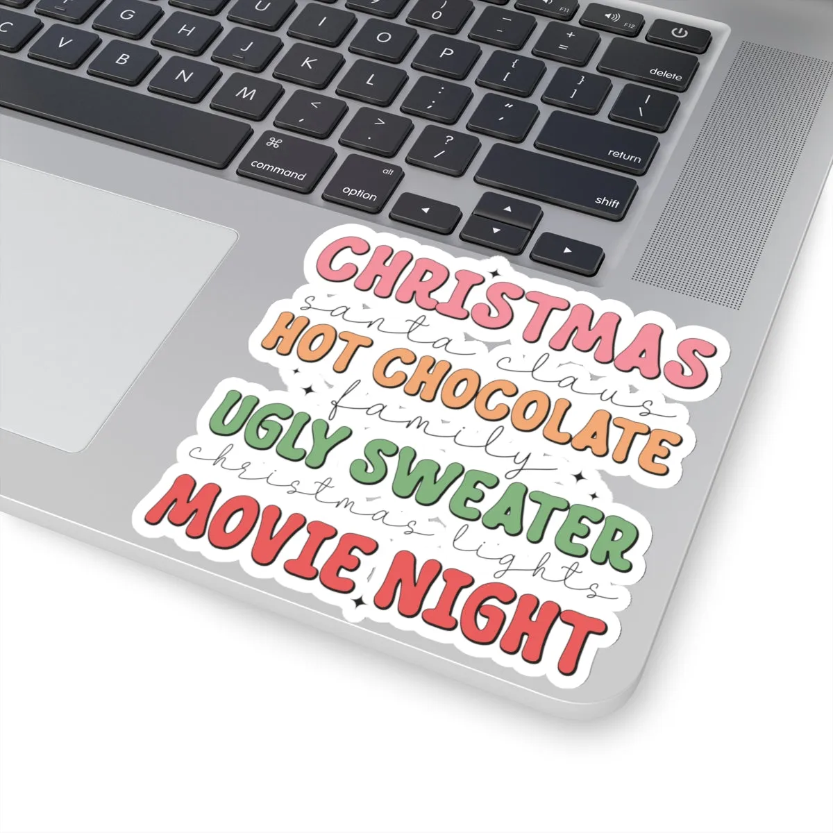 Christmas, Hot chocolate, Sweaters and Movie Night Kiss-Cut Stickers