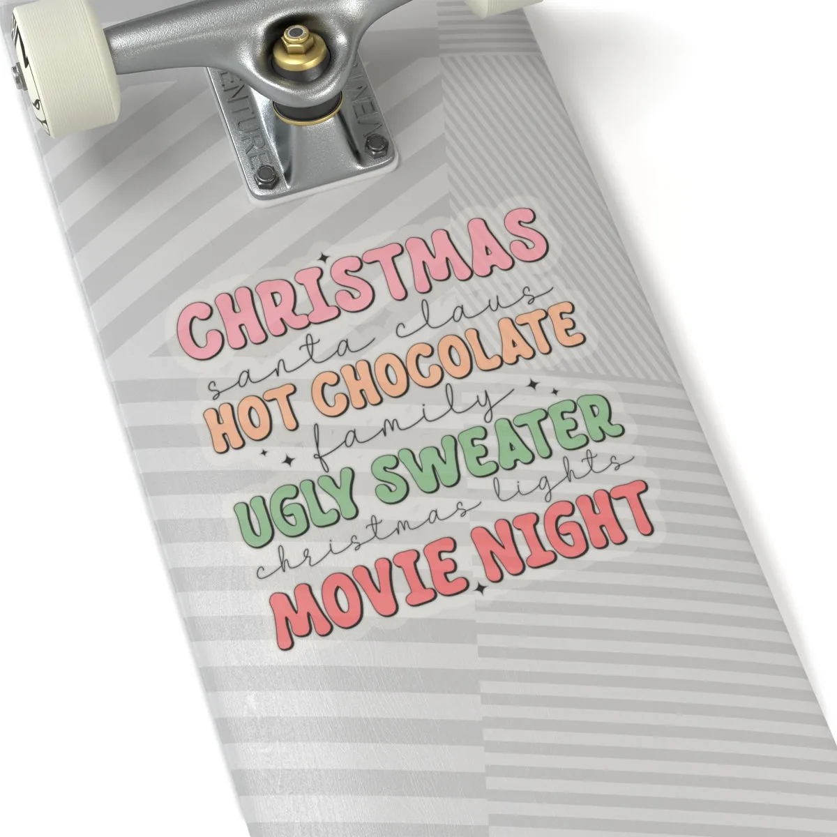 Christmas, Hot chocolate, Sweaters and Movie Night Kiss-Cut Stickers