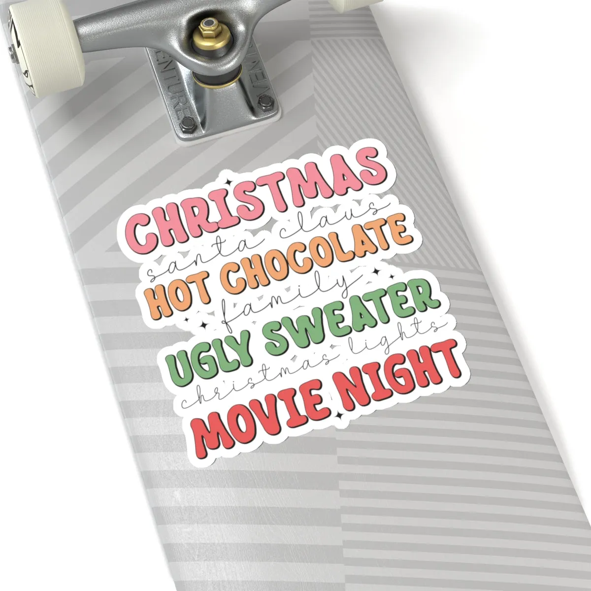 Christmas, Hot chocolate, Sweaters and Movie Night Kiss-Cut Stickers