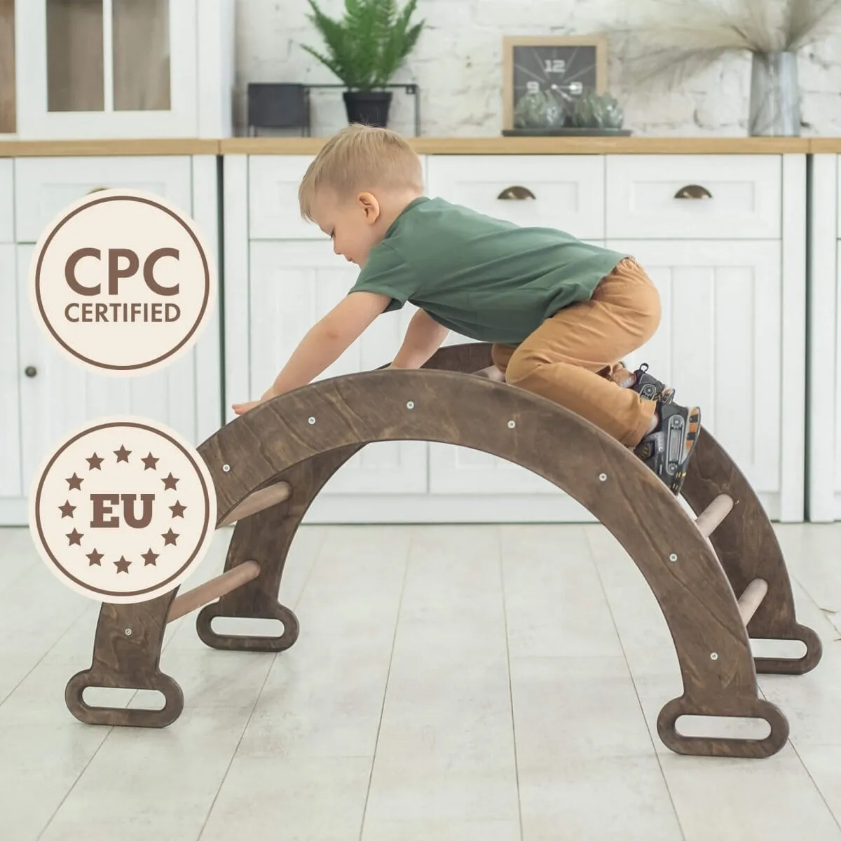 Climbing Arch & Rocker Balance - Montessori Climbers for Kids 1-7 y.o. | Chocolate