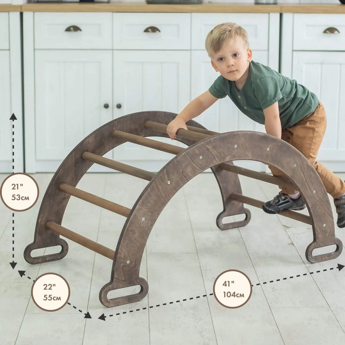 Climbing Arch & Rocker Balance - Montessori Climbers for Kids 1-7 y.o. | Chocolate