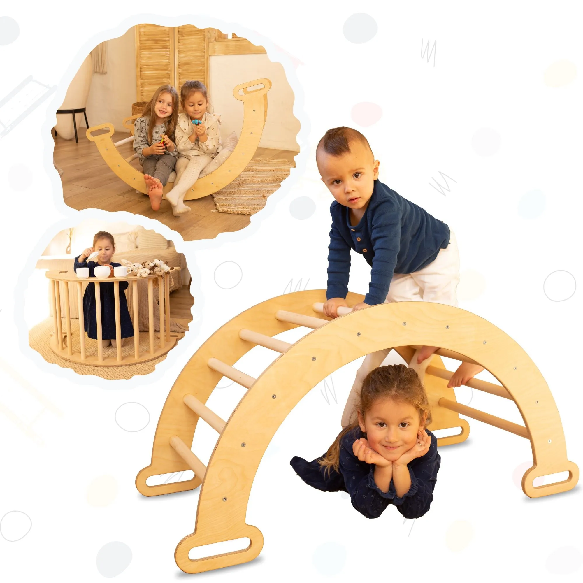 Climbing Arch & Rocker Balance - Montessori Climbers for Kids 1-7 y.o. | Chocolate