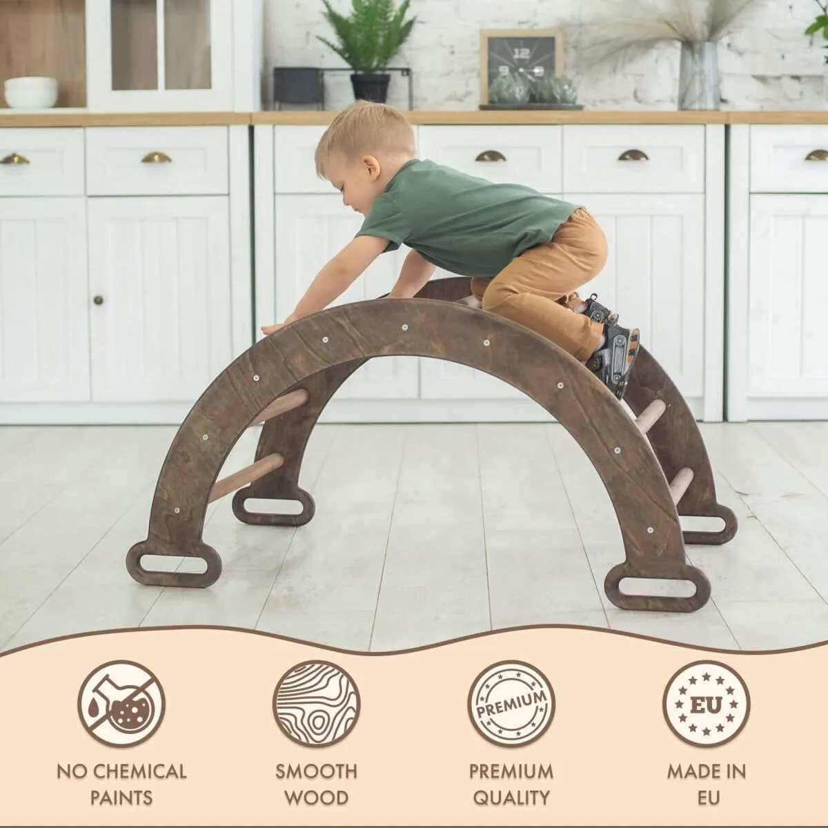 Climbing Arch & Rocker Balance - Montessori Climbers for Kids 1-7 y.o. | Chocolate