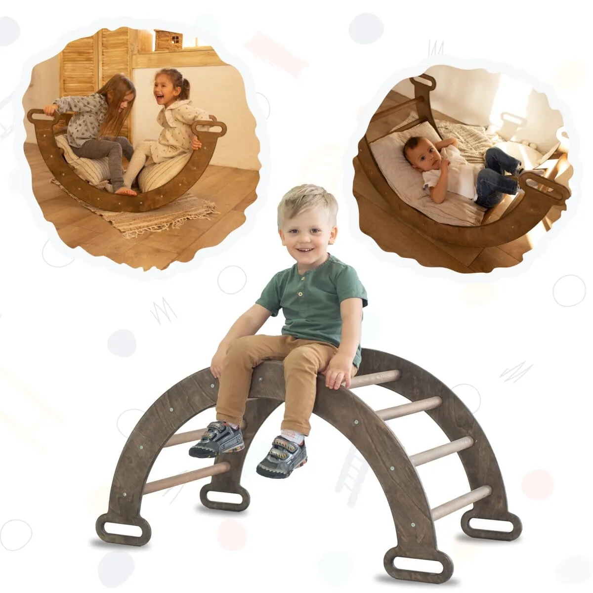 Climbing Arch & Rocker Balance - Montessori Climbers for Kids 1-7 y.o. | Chocolate