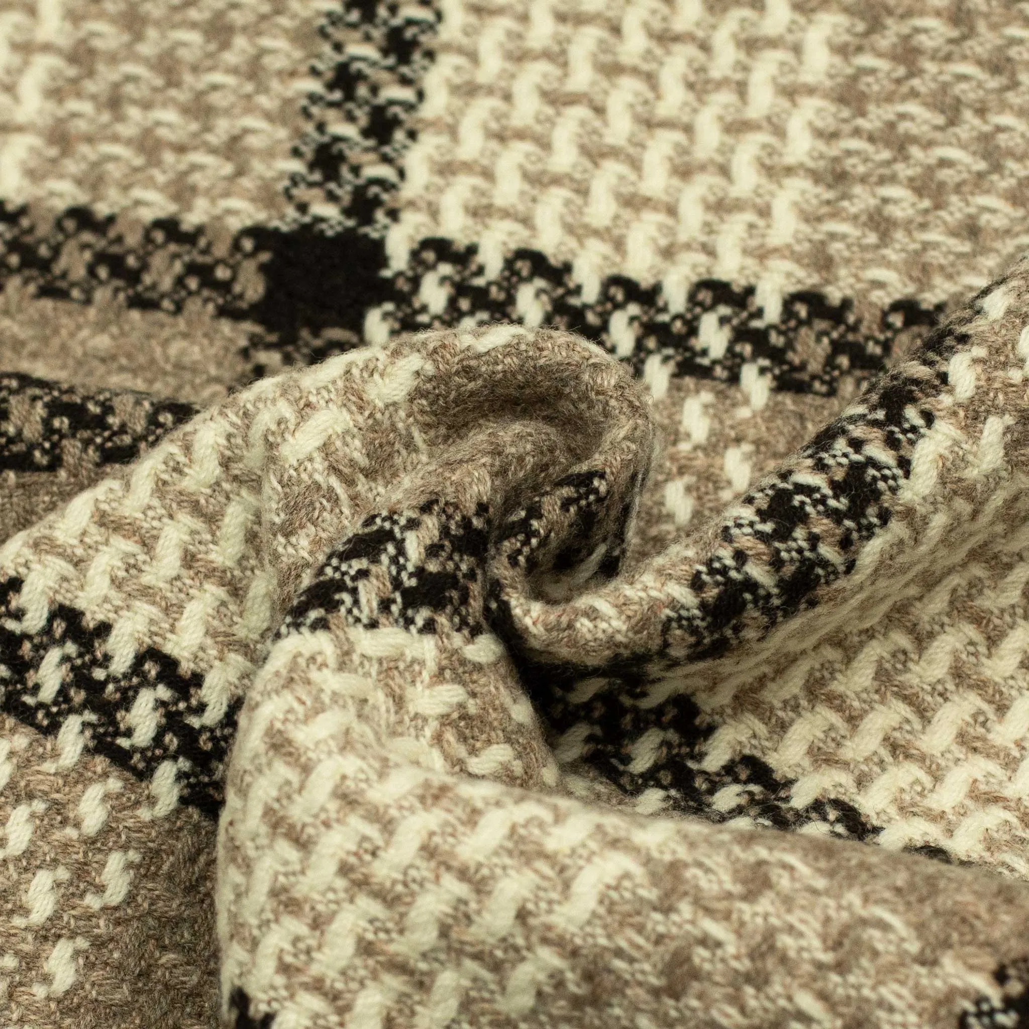 Coorie Doon throw blanket in coffee, cream, and mocha country plaid lambswool