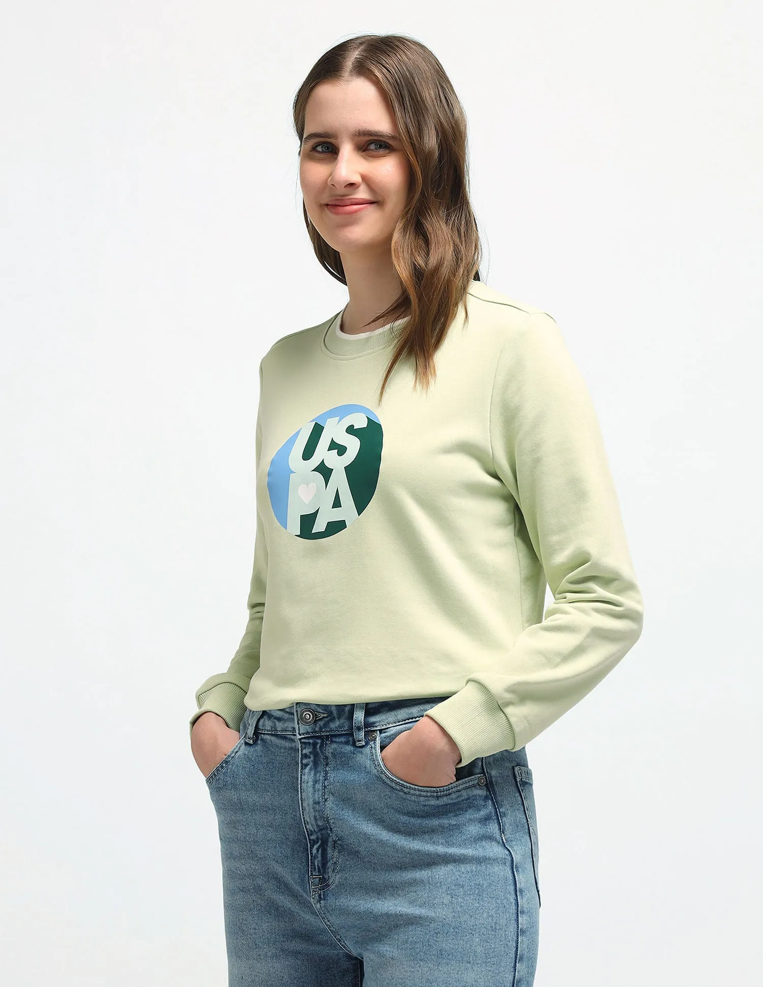 Crew Neck Brand Print Sweatshirt